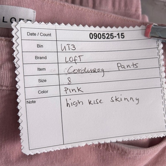 LOFT Womans Corduroy Pants Size 8 Pastel Ballet Feminine High Rise Skinny Warm - Picture 9 of 13
